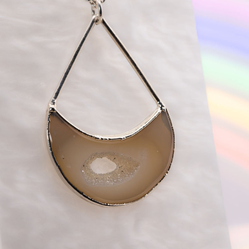 Agate Moon Triangle Top Necklace