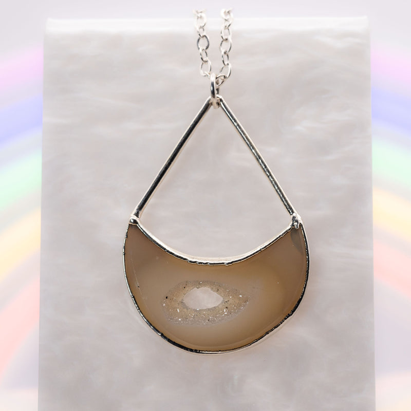 Agate Moon Triangle Top Necklace