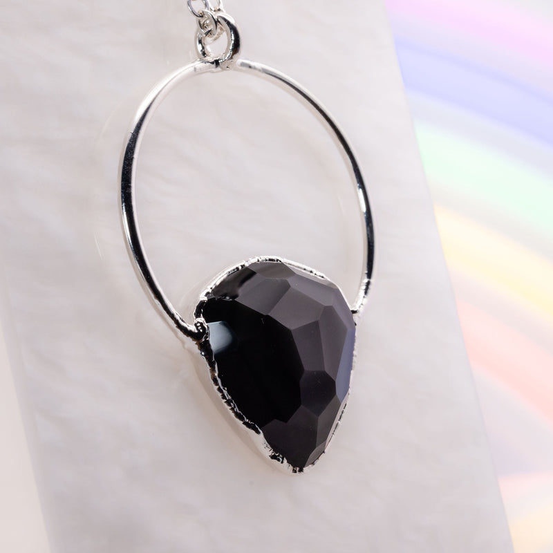 Rainbow Obsidian Inverted Teardrop Round Top Necklace