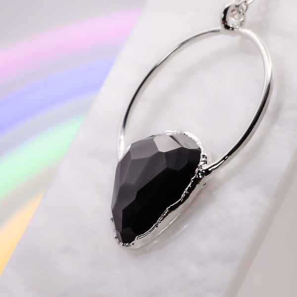 Rainbow Obsidian Inverted Teardrop Round Top Necklace