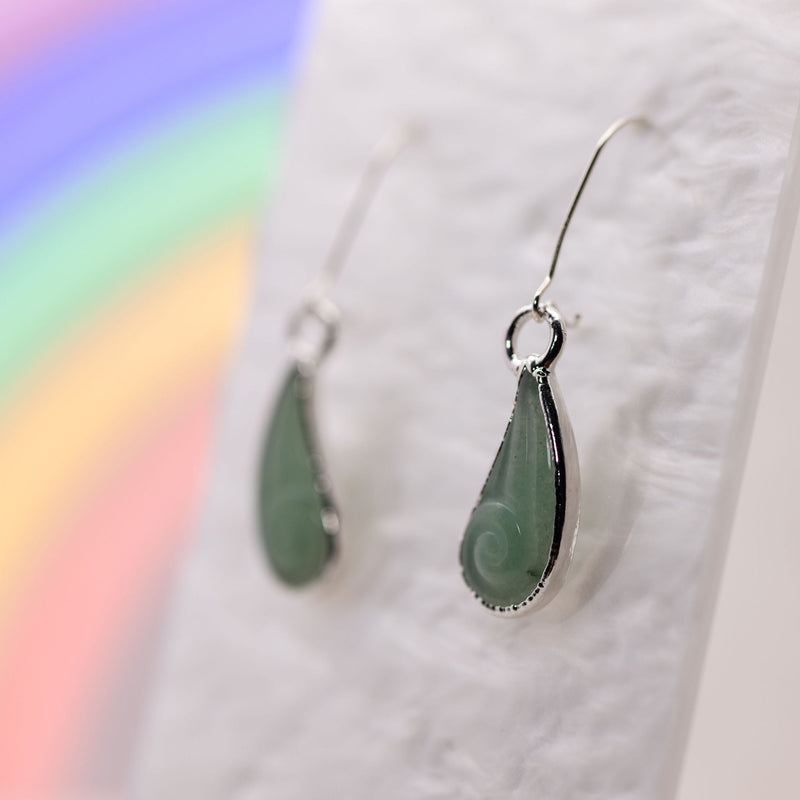 Spiral Carved Aventurine Earrings