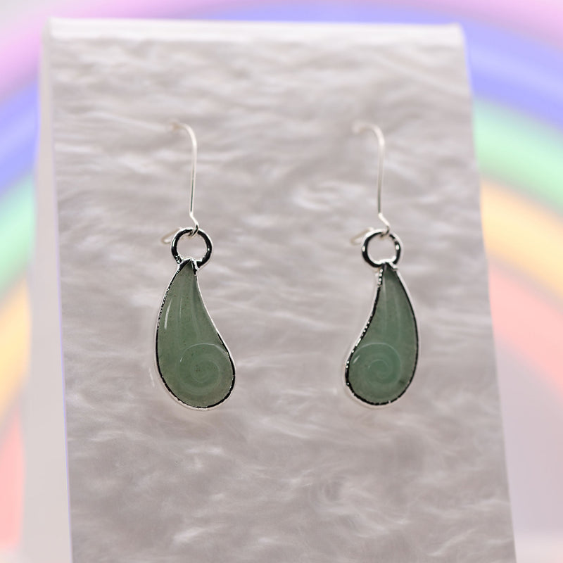 Spiral Carved Aventurine Earrings