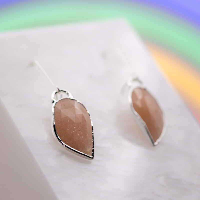 Natural Peach Moonstone Earrings