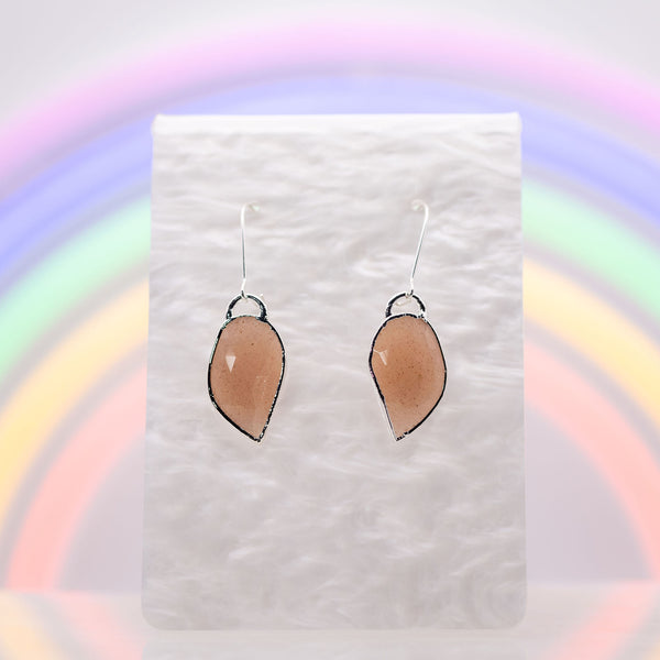 Natural Peach Moonstone Earrings