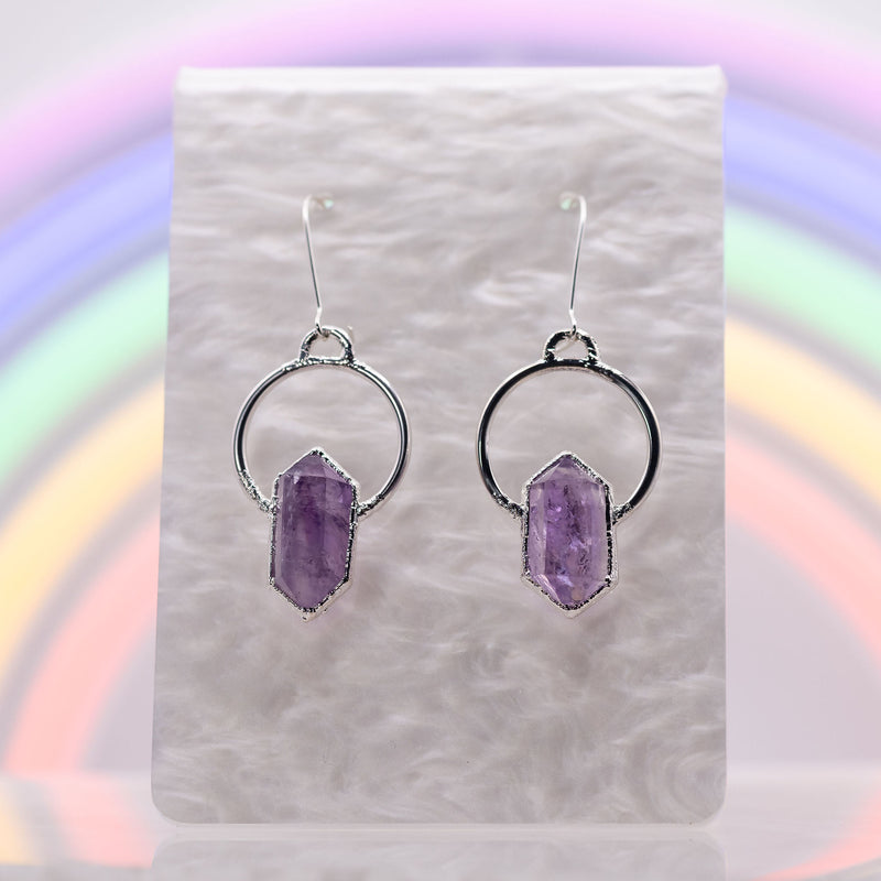 Double Terminated Amethyst Point Earrings