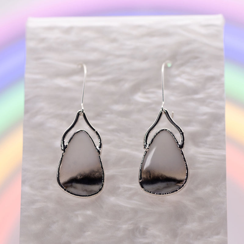 Dendritic Opal Freeform Earrings