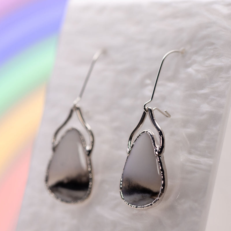 Dendritic Opal Freeform Earrings