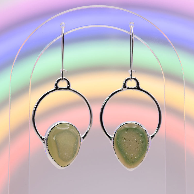 Green Druzy Agate Earrings