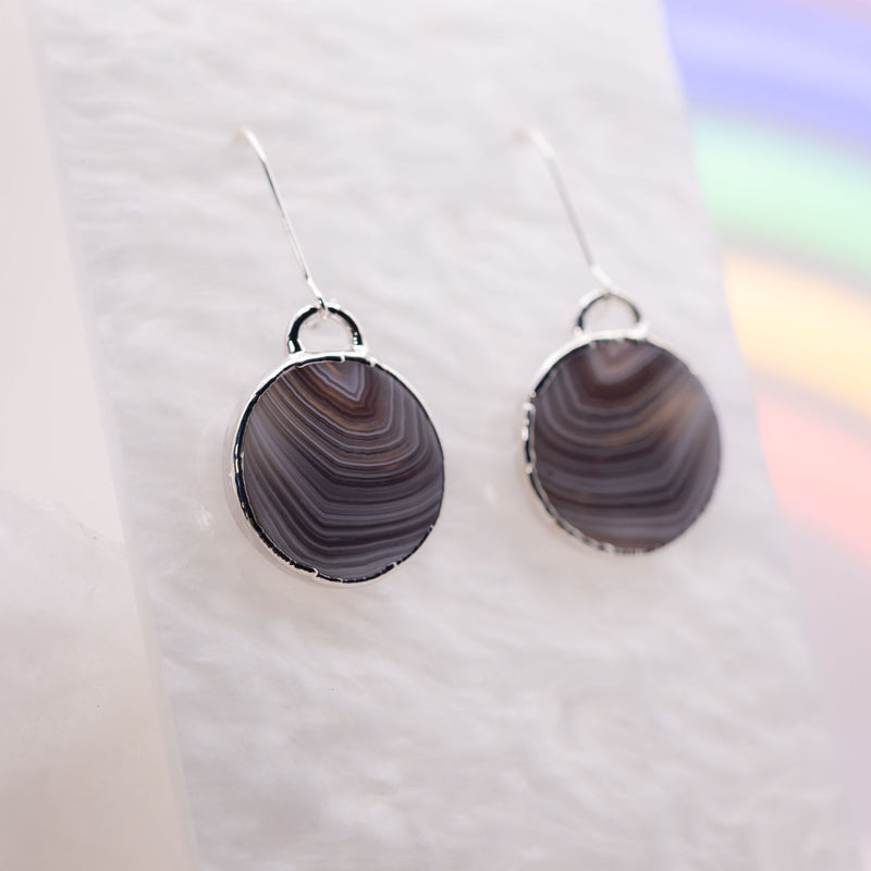 Botswana Agate Round Earrings