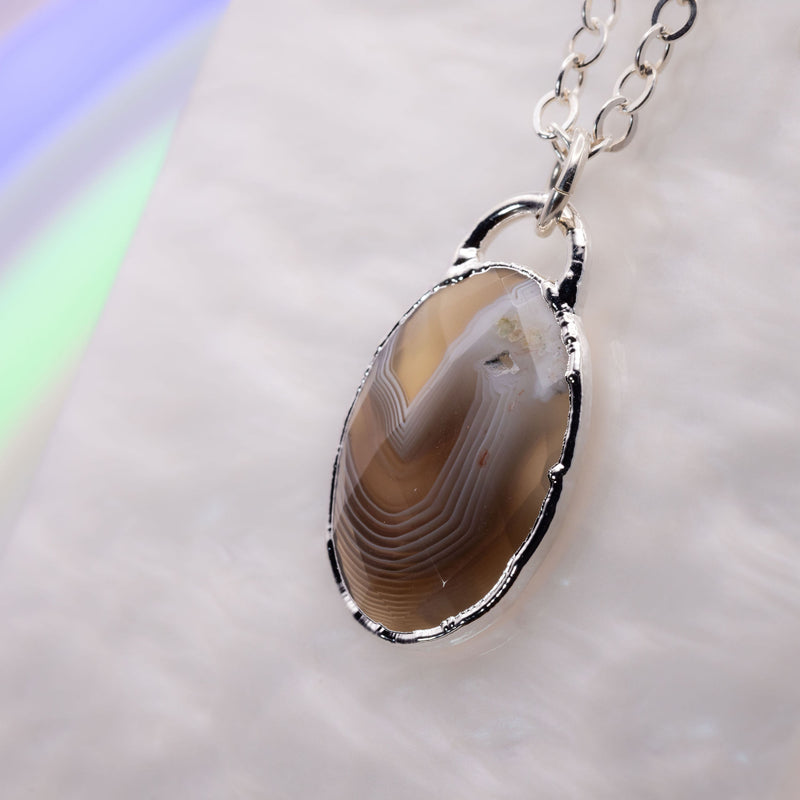 Faceted Botswana Agate Oval Necklace