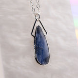 Blue Kyanite Teardrop Diamond Top Necklace