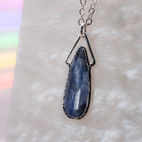 Blue Kyanite Teardrop Diamond Top Necklace