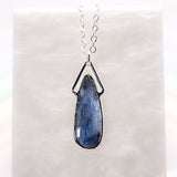 Blue Kyanite Teardrop Diamond Top Necklace