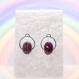 Faceted Ruby Oval Large Round Top Earrings