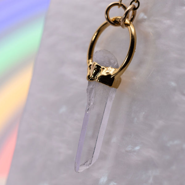 Tibetan Quartz Point Round Top Necklace