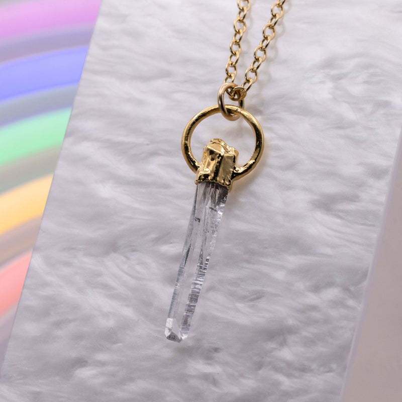 Tibetan Quartz Point Round Top Necklace