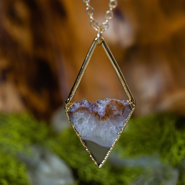 Amethyst Stalactite Triangle Necklace