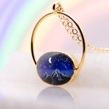 Aurora Opal Mountain w/ Moon Necklace