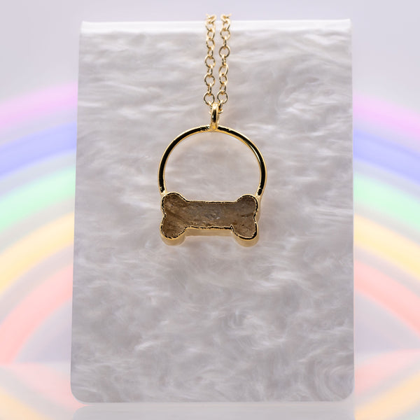 Citrine Dog Bone Round Top Necklace