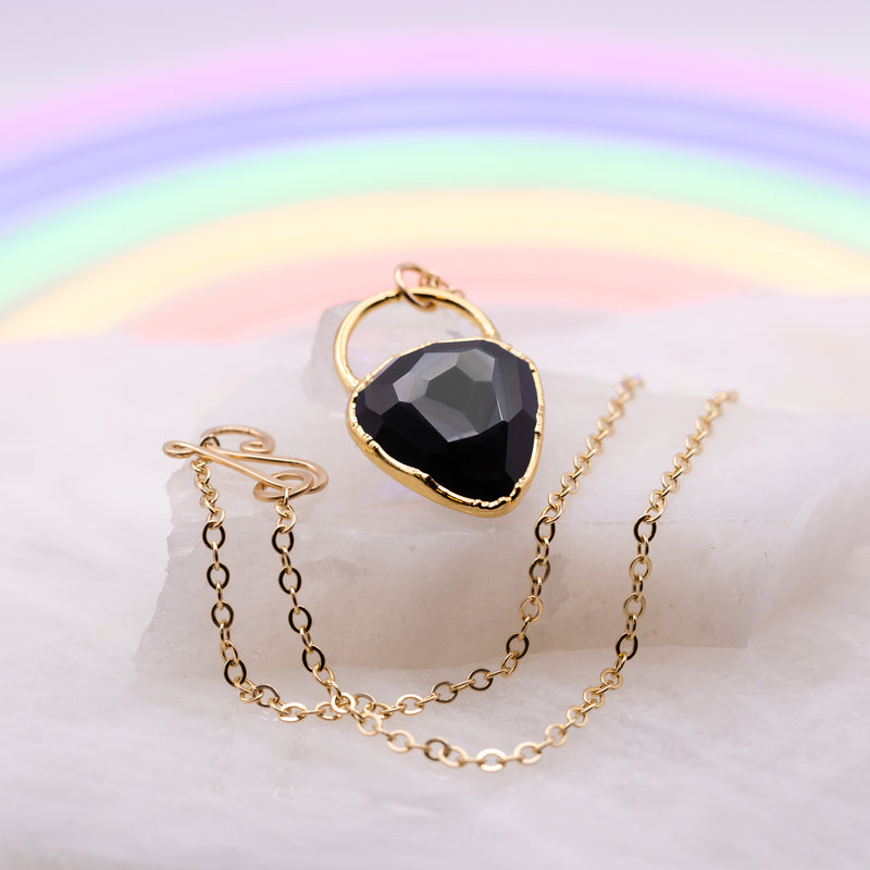 Rose Cut Rainbow Obsidian Necklace