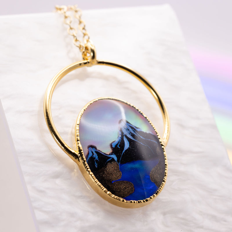 Aurora Opal Mountains w/ River Large Necklace