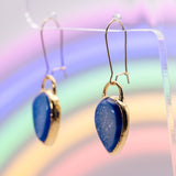 Blue Dyed Agate Druzy Inverted Teardrop Earrings