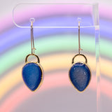 Blue Dyed Agate Druzy Inverted Teardrop Earrings