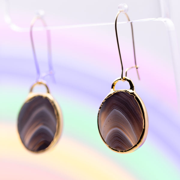 Botswana Banded Agate Oval Earrings