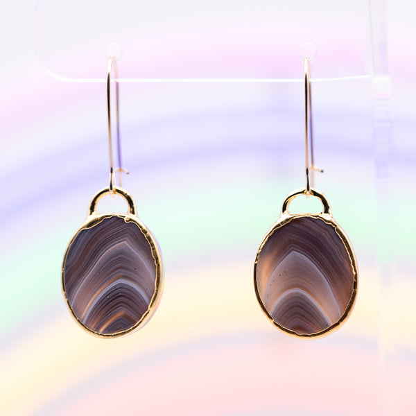 Botswana Banded Agate Oval Earrings