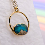 Small Aurora Opal and Walnut Mountain Necklace