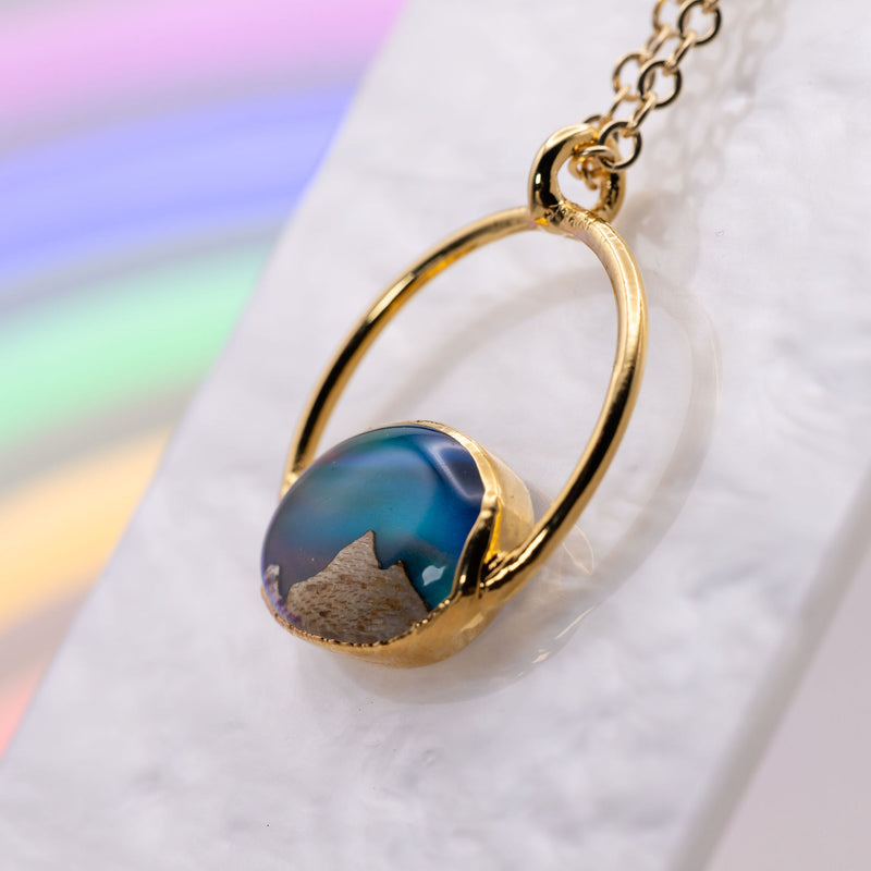 Small Aurora Opal and Walnut Mountain Necklace