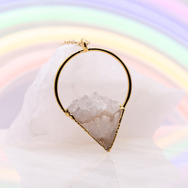 Large Rainbow Quartz Stalactite Slice Necklace