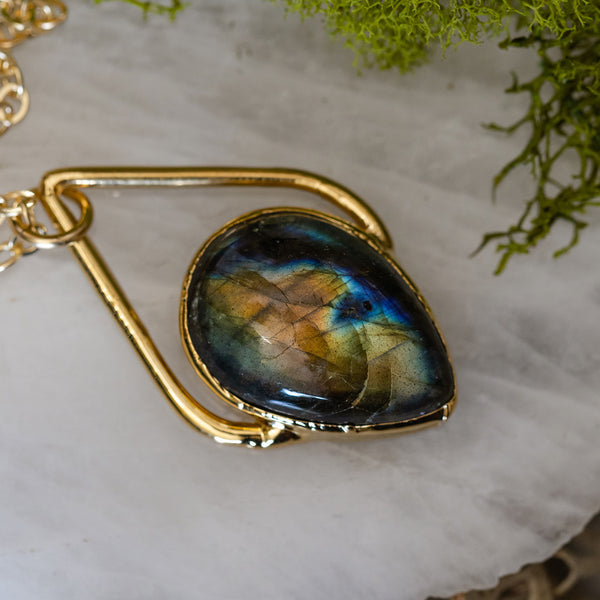 Labradorite Inverted Teardrop Necklace