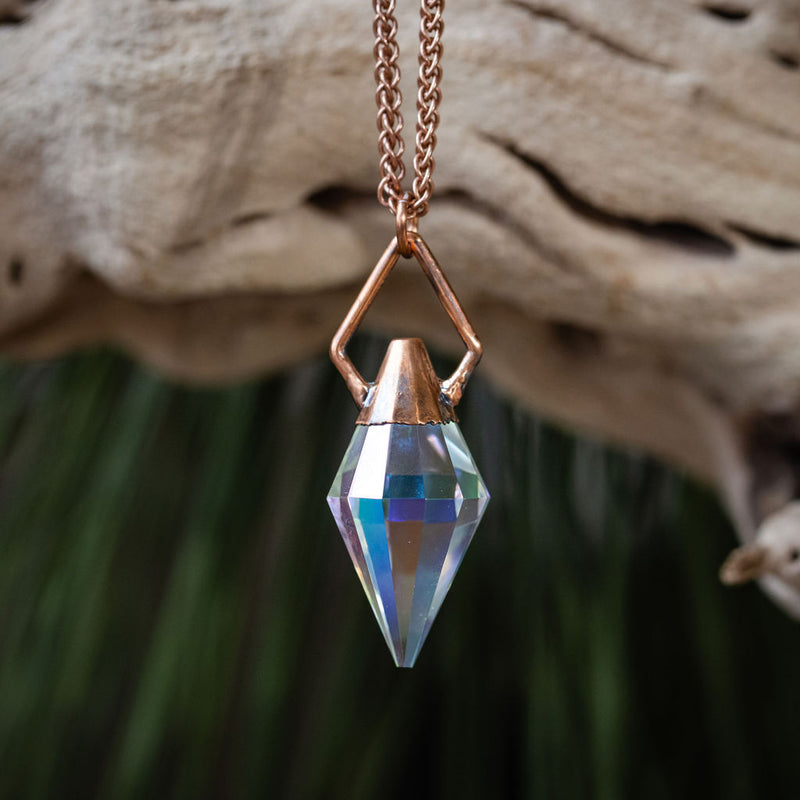 Aura Quartz Diamond Drop Necklace