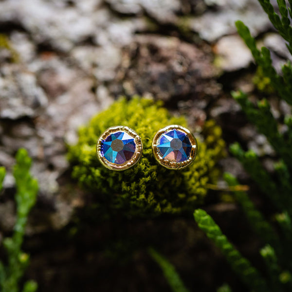 Swarovski Crystal Light Blue A/B Round Post Earrings